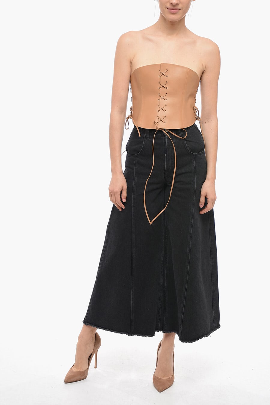 Dior 2405~Lace-up Leather Corset with Double Gold Buckle 260mm, view 3