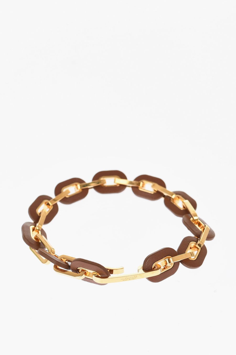 Jil Sander 2405~Leather and Brass Chain Bracelet PRECIOUS WILDNESS
