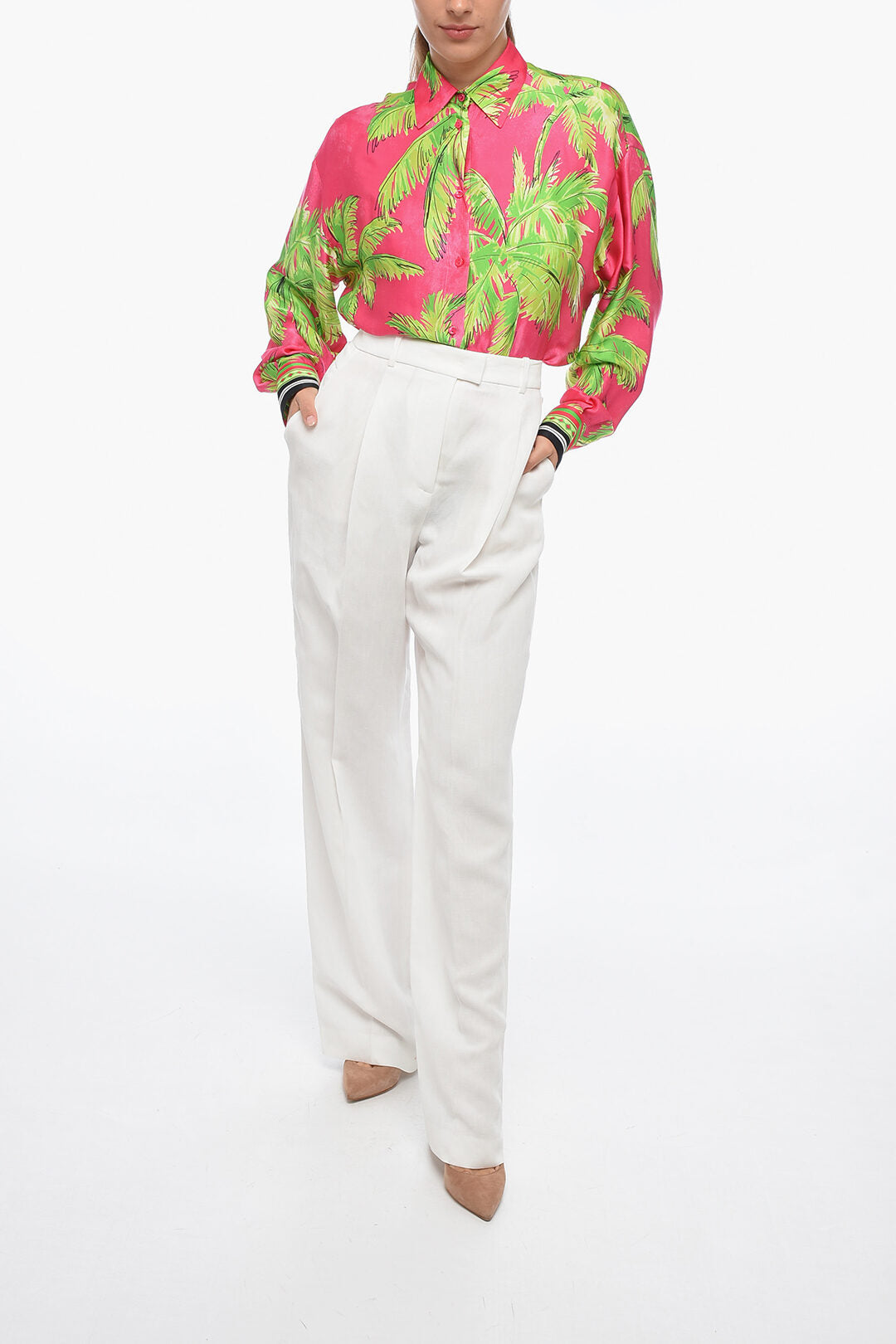 Fabiana Filippi 2405~Linen-Blend Chino Trousers with 1 Pleat