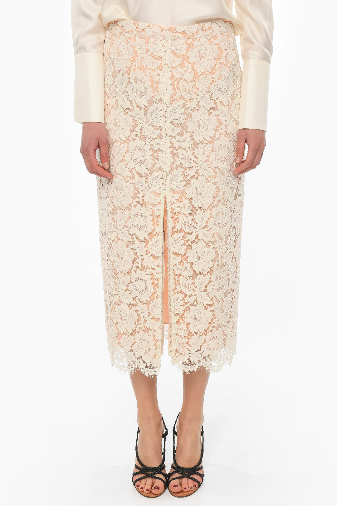 Super Blond 2405~Long Lace Skirt with Slip and Front Slit