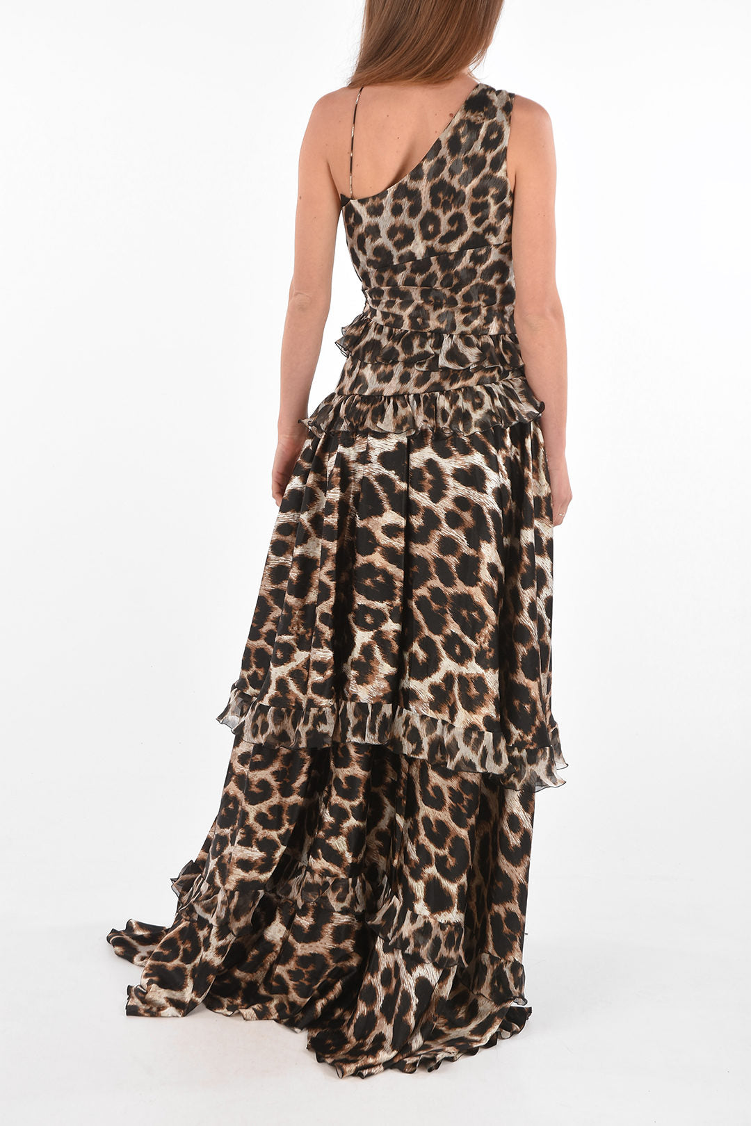 Philipp Plein 2405~Long One-Shoulder Dress MACULATE with Ruffles