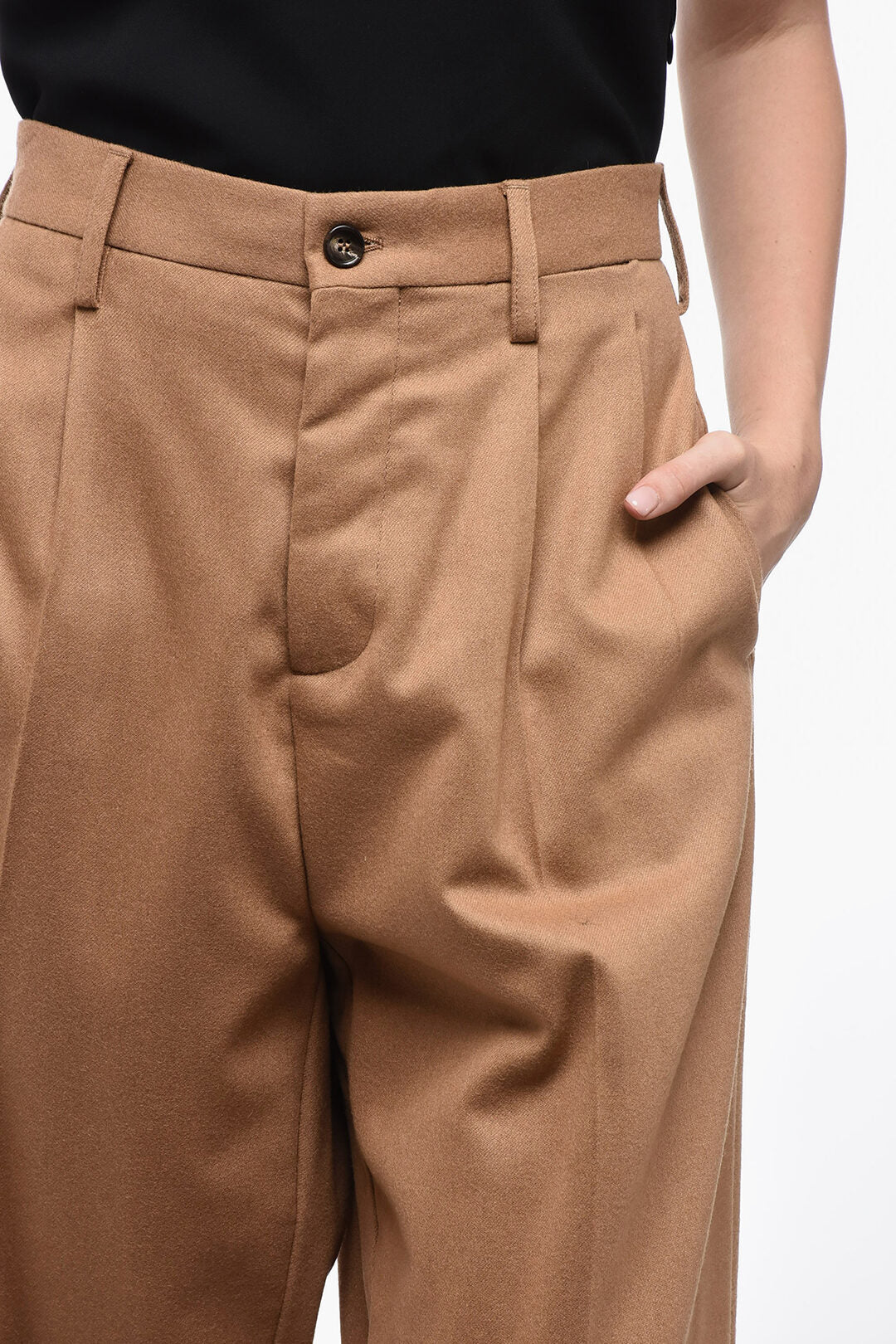 Marni 2405~Loose-Fit Flannel Trousers with Turn-Ups