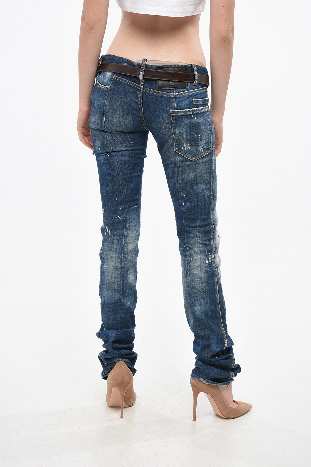 Dsquared2 2405~Low-Rise Painting-Effect Jeans SHARPEI with Belt 18cm, view 2