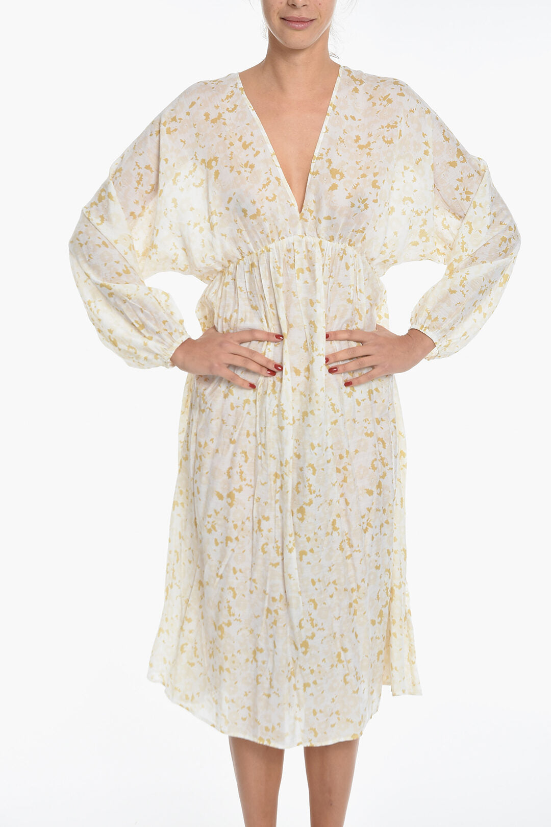 Samsoe Samsoe 2405~Maxi Empire-Style Flared Dress GERTRUD With Puff Sleeve, view 2