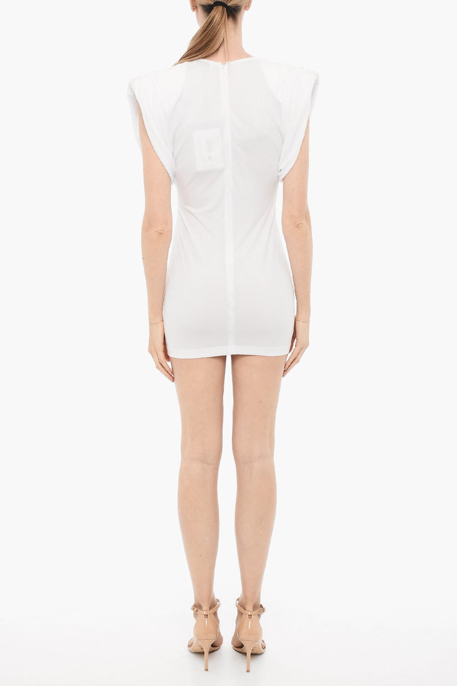 Wardrobe.nyc 2405~Mini Sheath Dress in Solid Color with Padded Straps, view 2