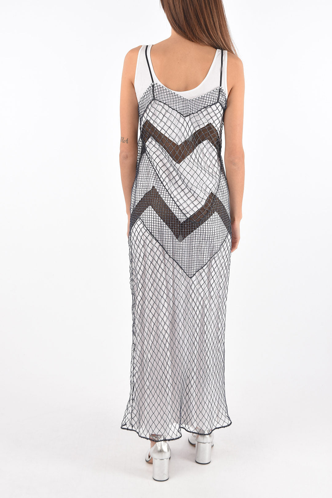 Maison Margiela 2405~MM1 Maxi Mesh Dress with Inner Slip, view 2