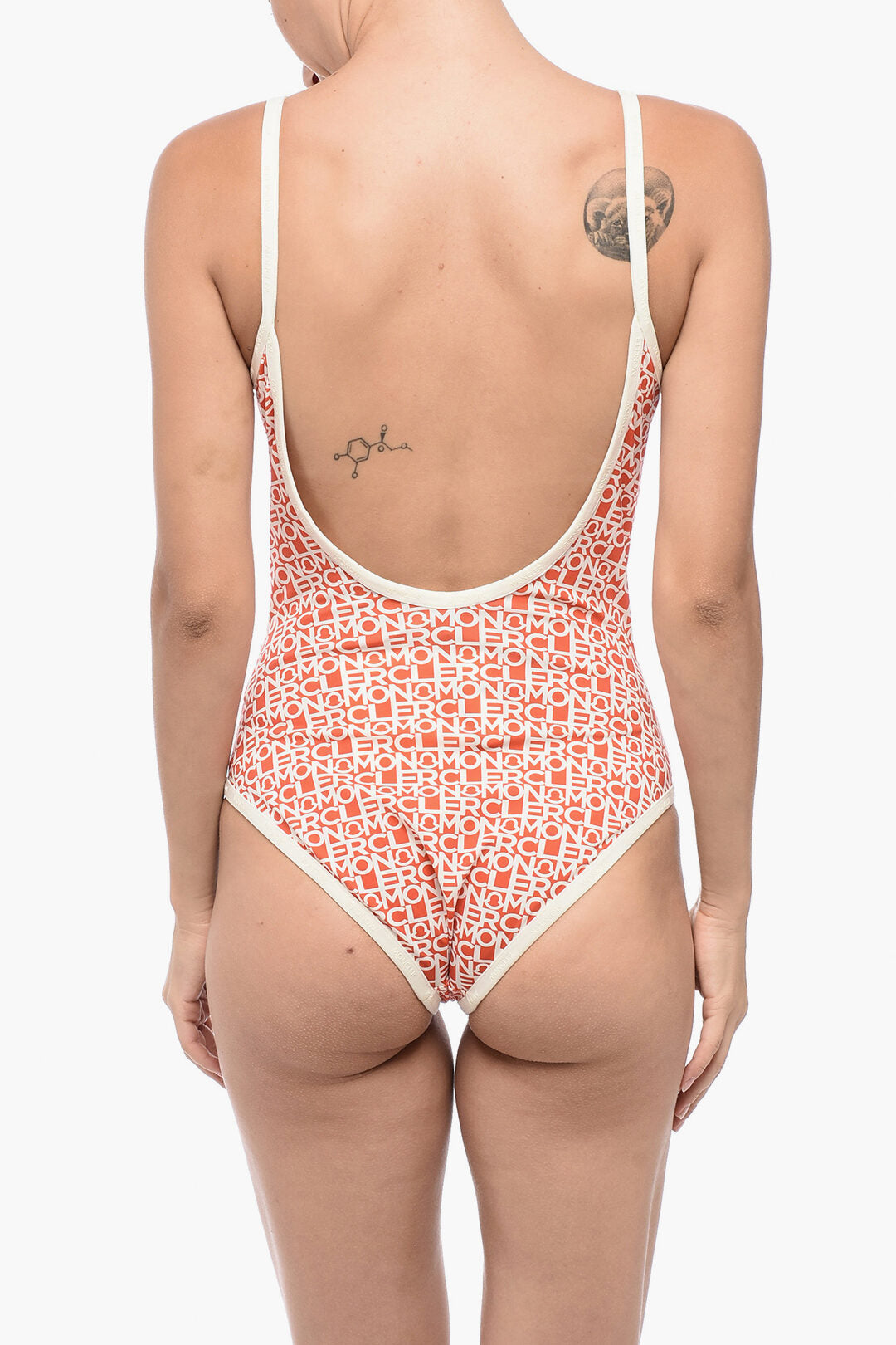 Moncler 2405~One-Piece Swimsuit with All-Over Logo Print