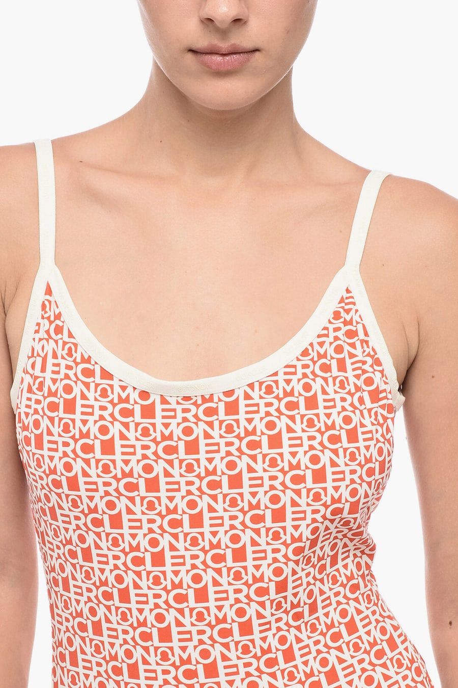 Moncler 2405~One-Piece Swimsuit with All-Over Logo Print, view 2
