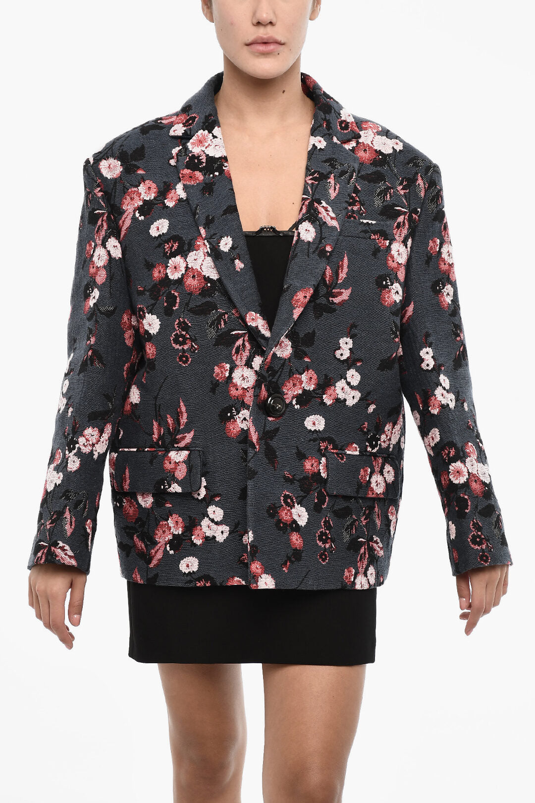 Dsquared2 2405~Oversize Cotton-Blend Blazer with Floral Pattern