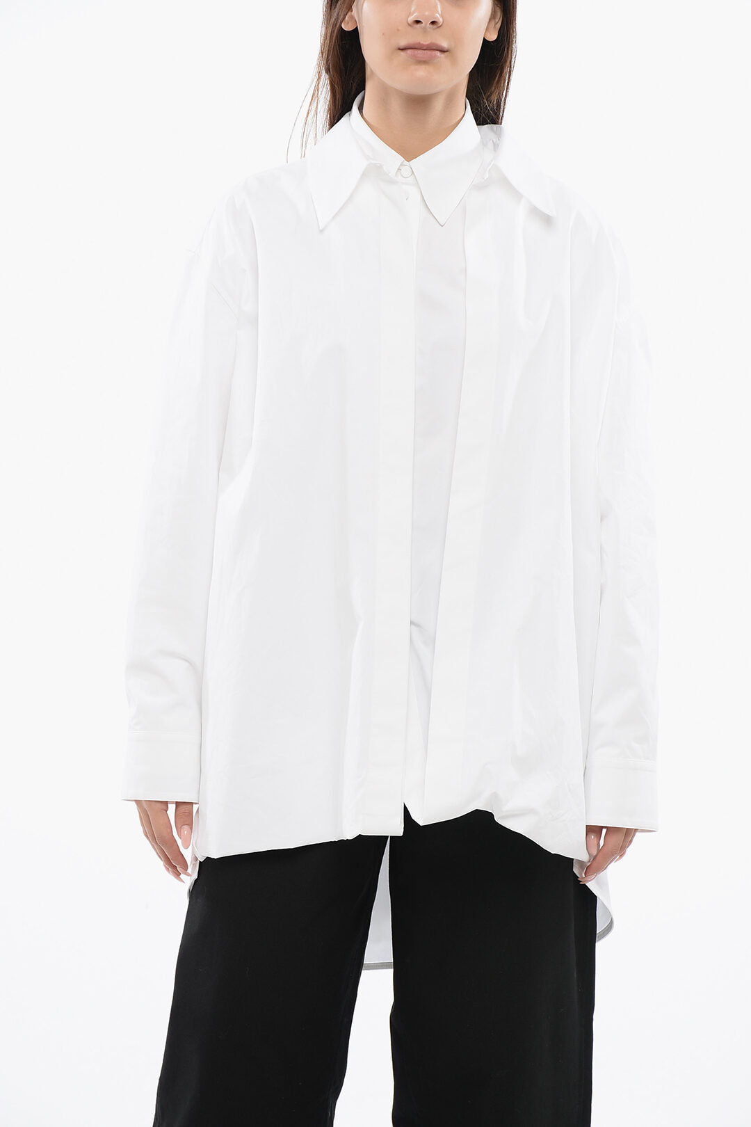 Jil Sander 2405~Poplin Oversized Shirt with Asymmetric Cut
