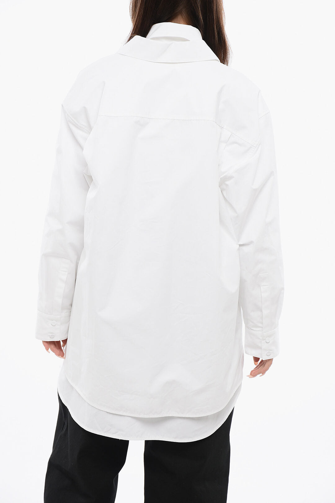 Jil Sander 2405~Poplin Oversized Shirt with Asymmetric Cut, view 2