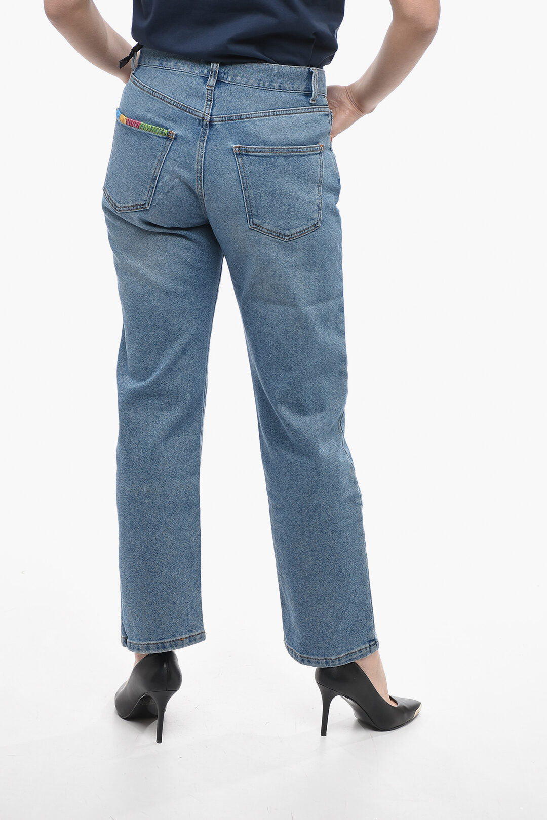 Par.co 2405~Regular-Fit Jeans with 20cm Colorful Embroidery, view 2