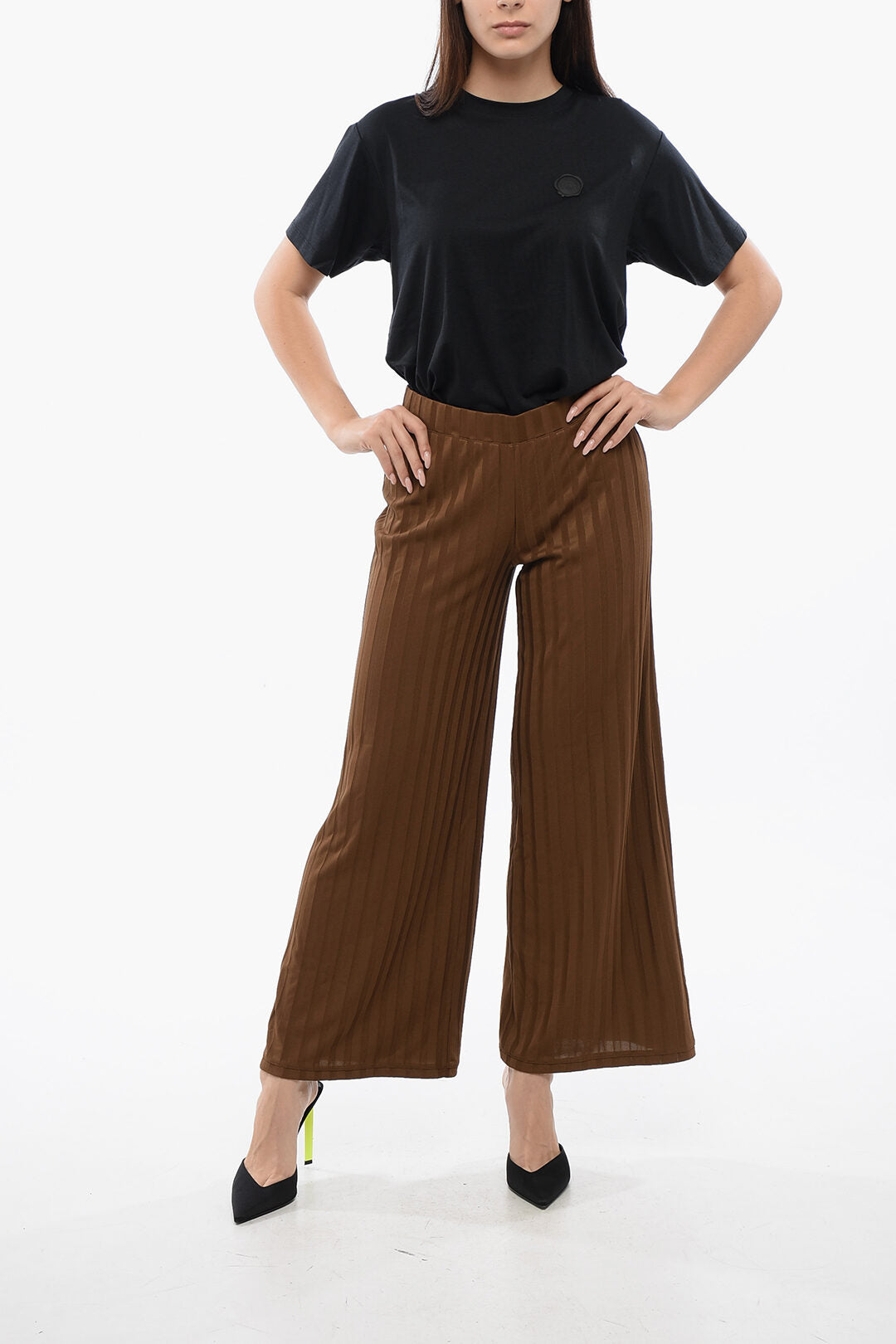 Viktor & Rolf 2405~Ribbed Wide-Fit High-Waist Pants
