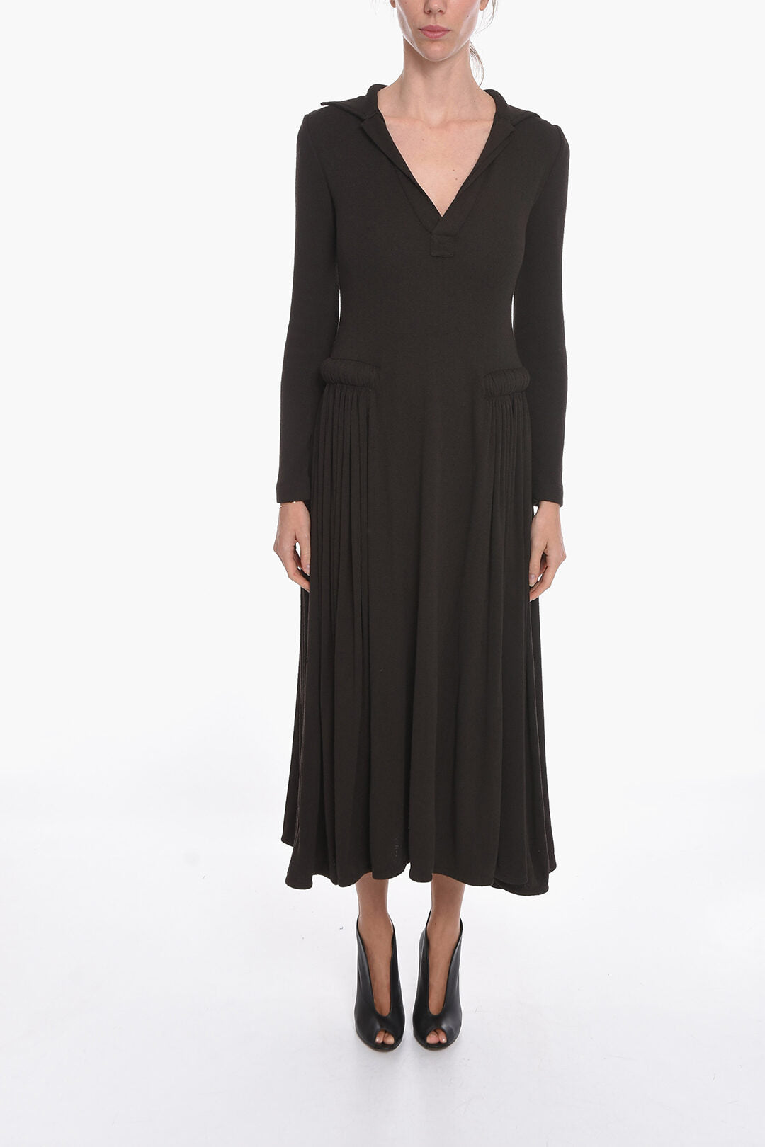 Bottega Veneta 2405~SALON 01 Maxi Long-Sleeve Jersey Dress