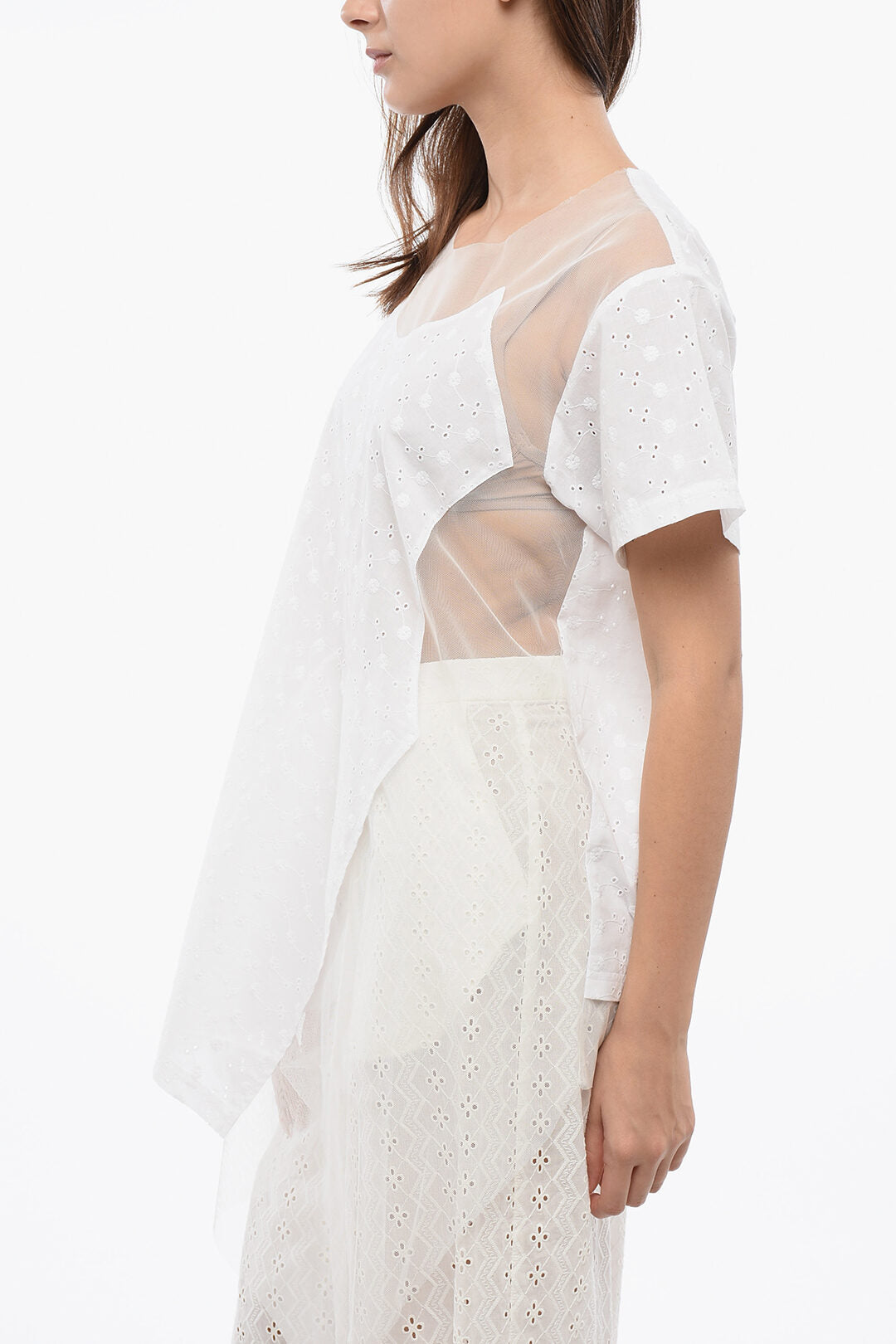 Viktor & Rolf 2405~Sangallo T-shirt FLOATING TIME with Mesh Details