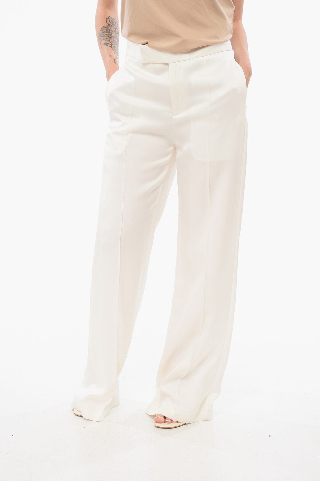 Sa Su Phi 2405~Satin Wide-Leg Trousers