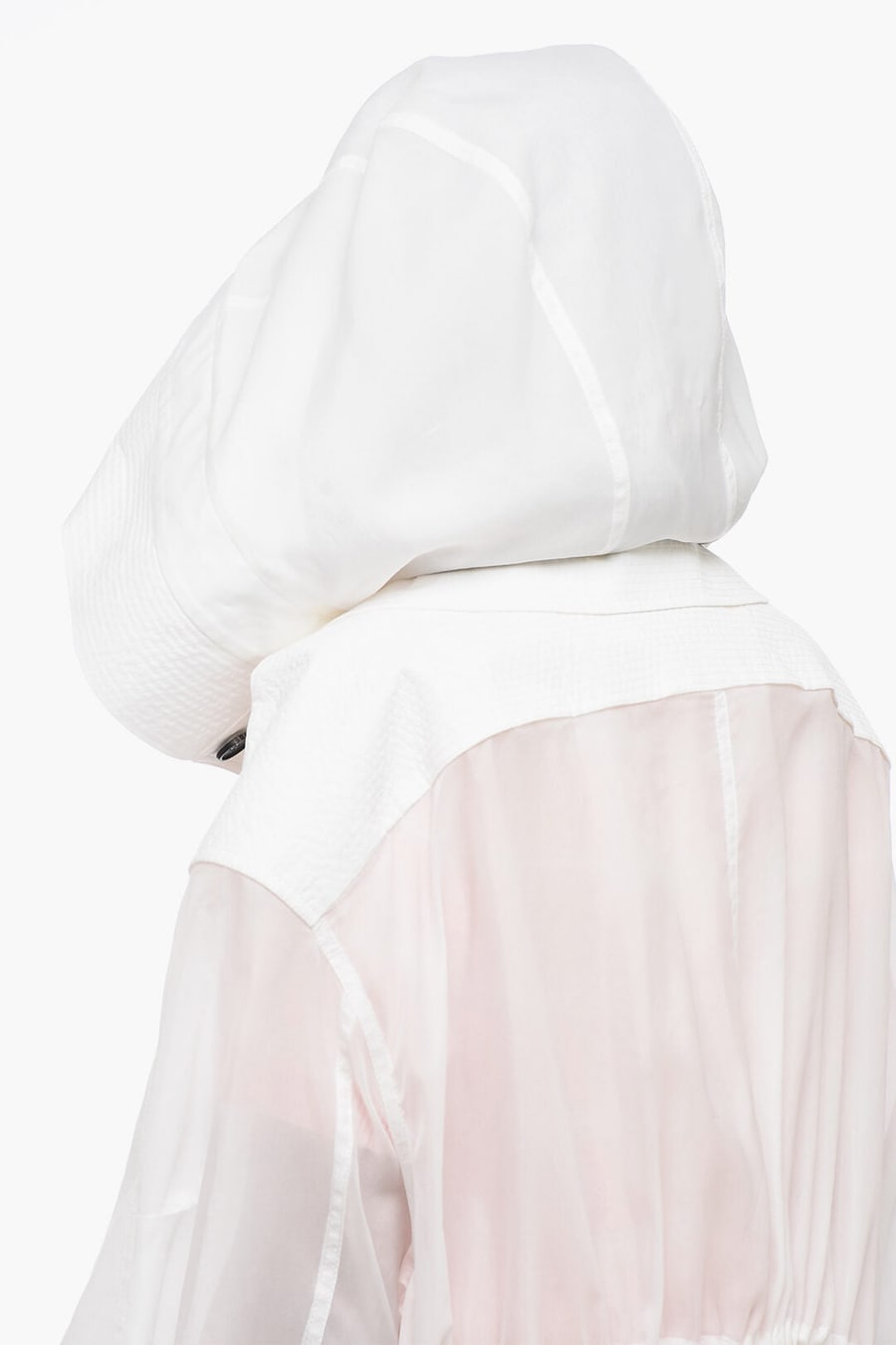 Ferragamo 2405~Silk-Blend Chiffon Trench with Removable Hood, view 4