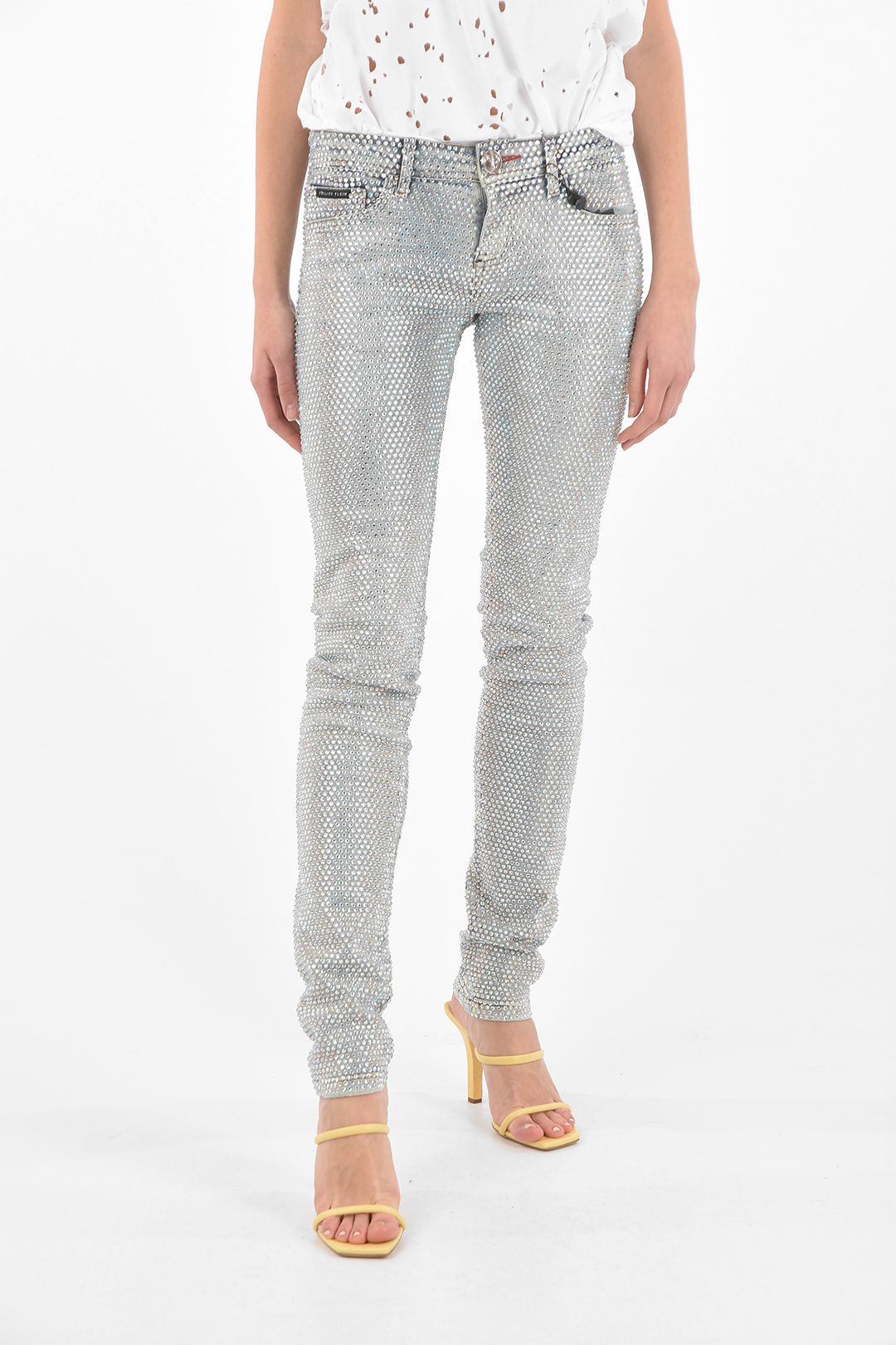 Philipp Plein 2405~Slim-Fit Jeans with all-over Crystals