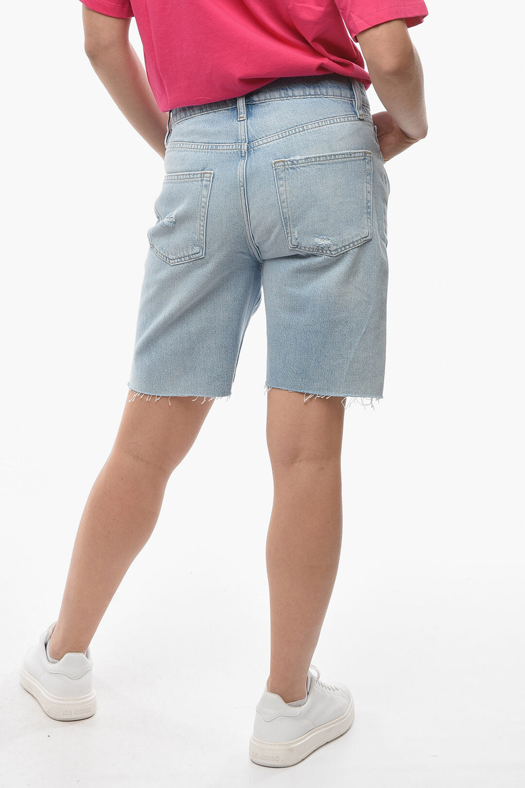 Frame 2405~Slouch-Fit Denim Shorts With Rips, view 2