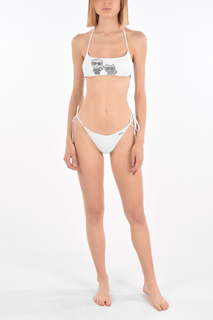 Karl Lagerfeld 2405~Solid Bandeau Bikini Top KARL & CHOUPETTE with Studs, view 3