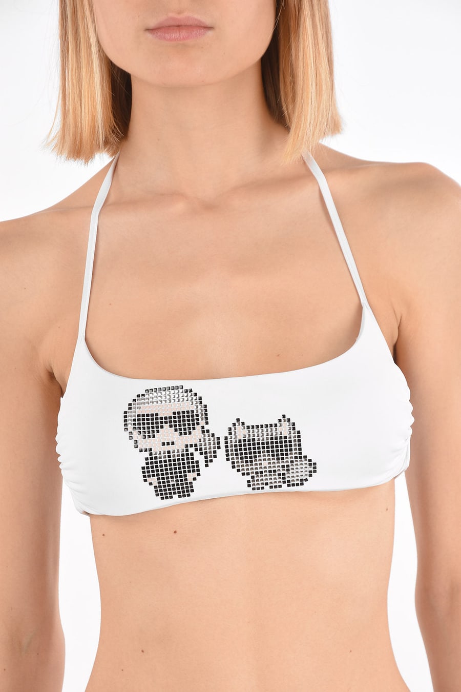 Karl Lagerfeld 2405~Solid Bandeau Bikini Top KARL & CHOUPETTE with Studs, view 4