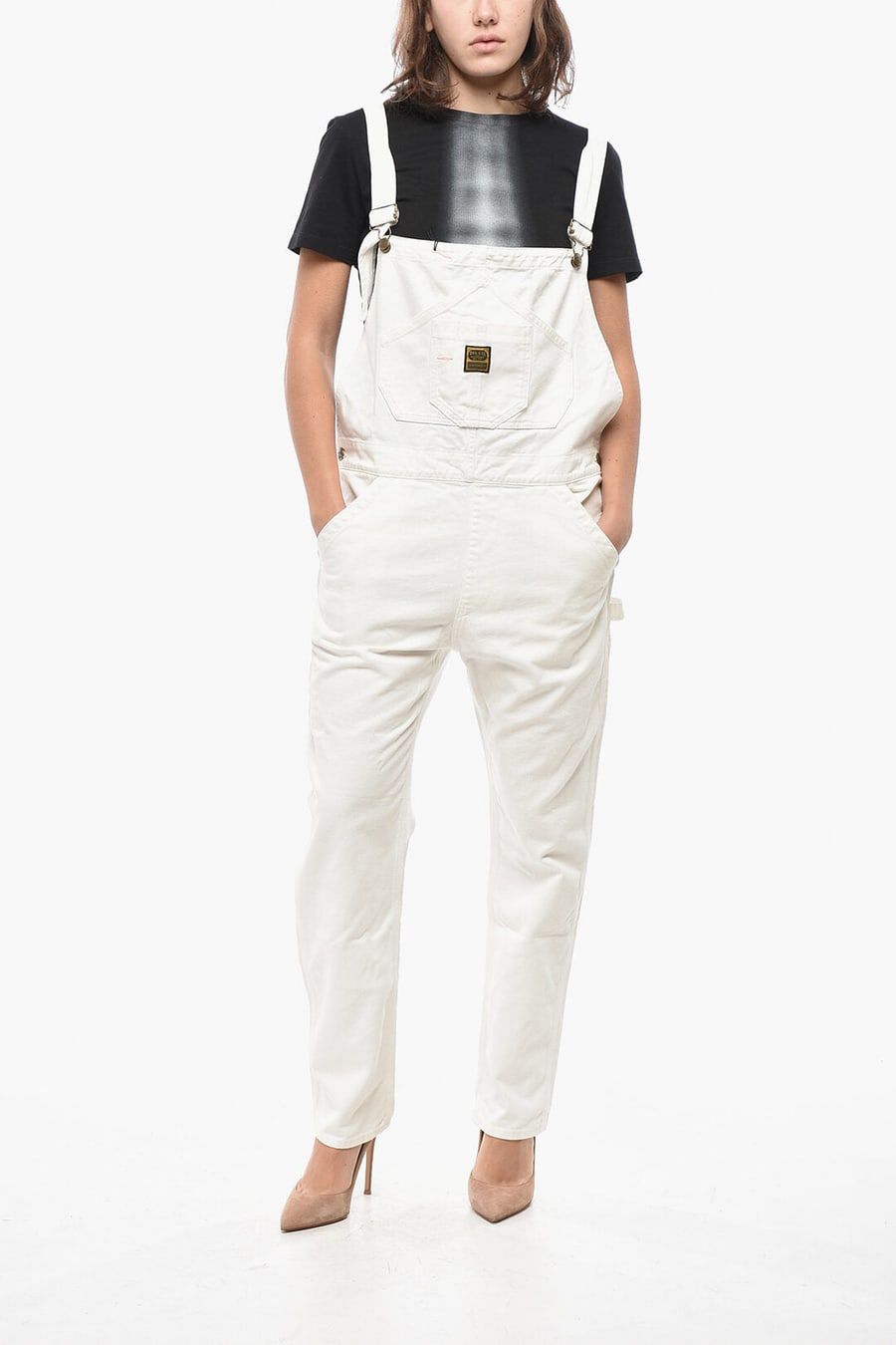 Washington Dee Cee 2405~Solid-Color Denim Overalls with Logo Buttons