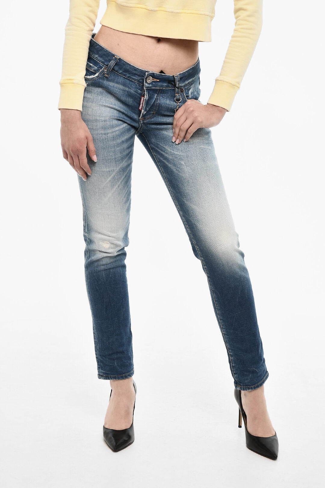 Dsquared2 2405~Solid-Color Jeans with Charm