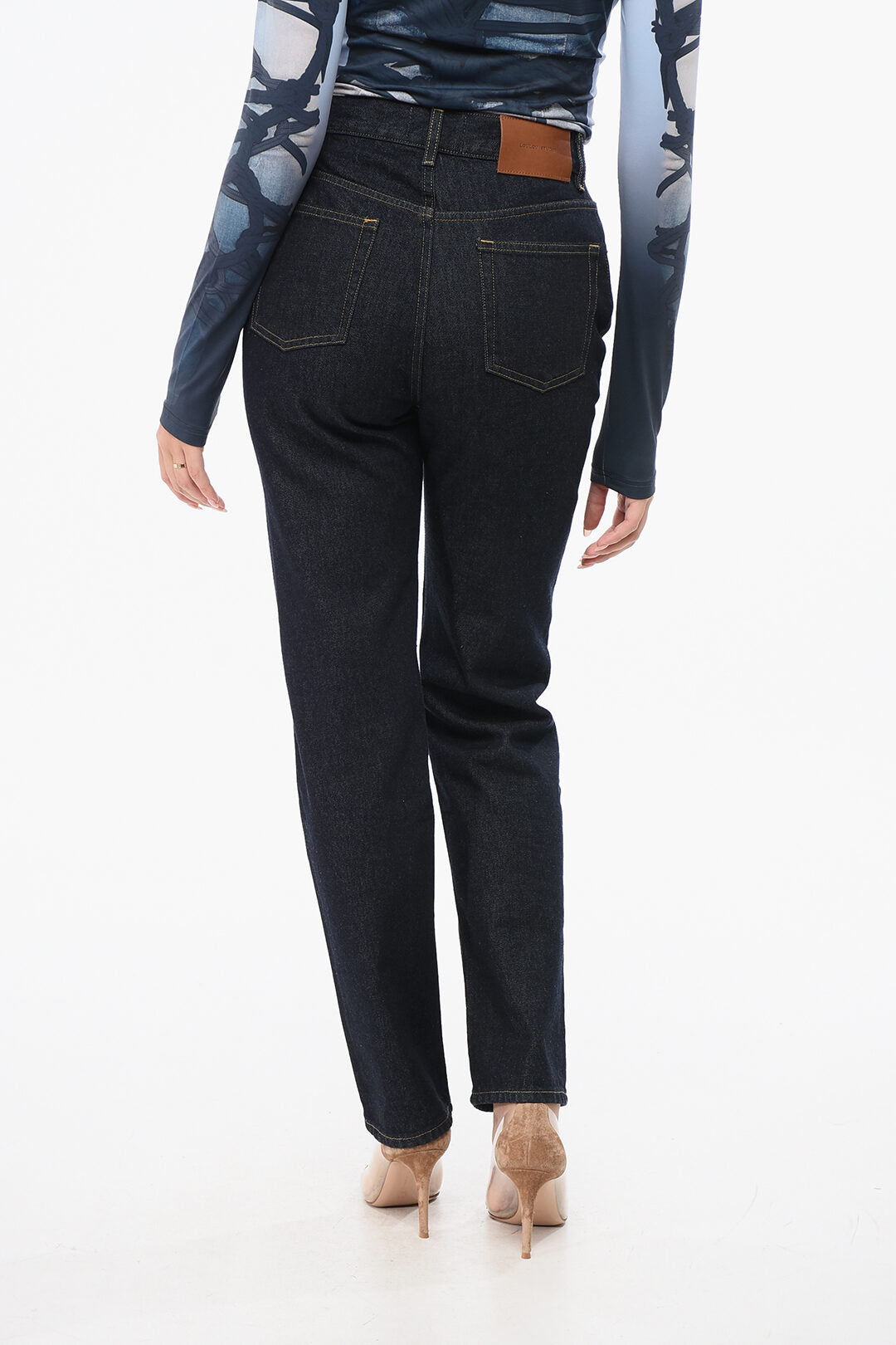 Loulou Studio 2405~Straight Leg Jeans with Exposed Topstitching 17cm