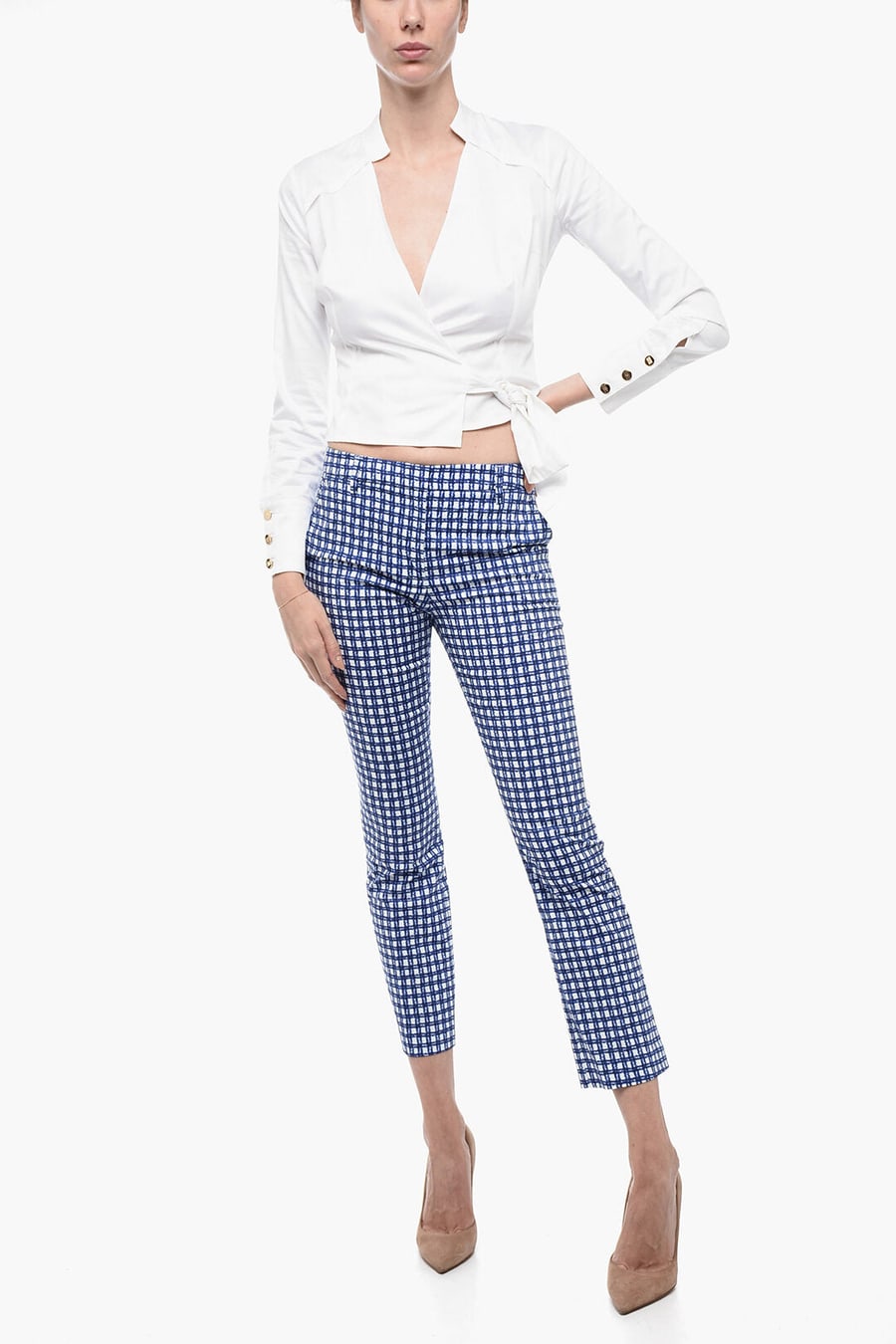 True Royal 2405~Stretch Cotton Chino Pants with Checked Pattern, view 4