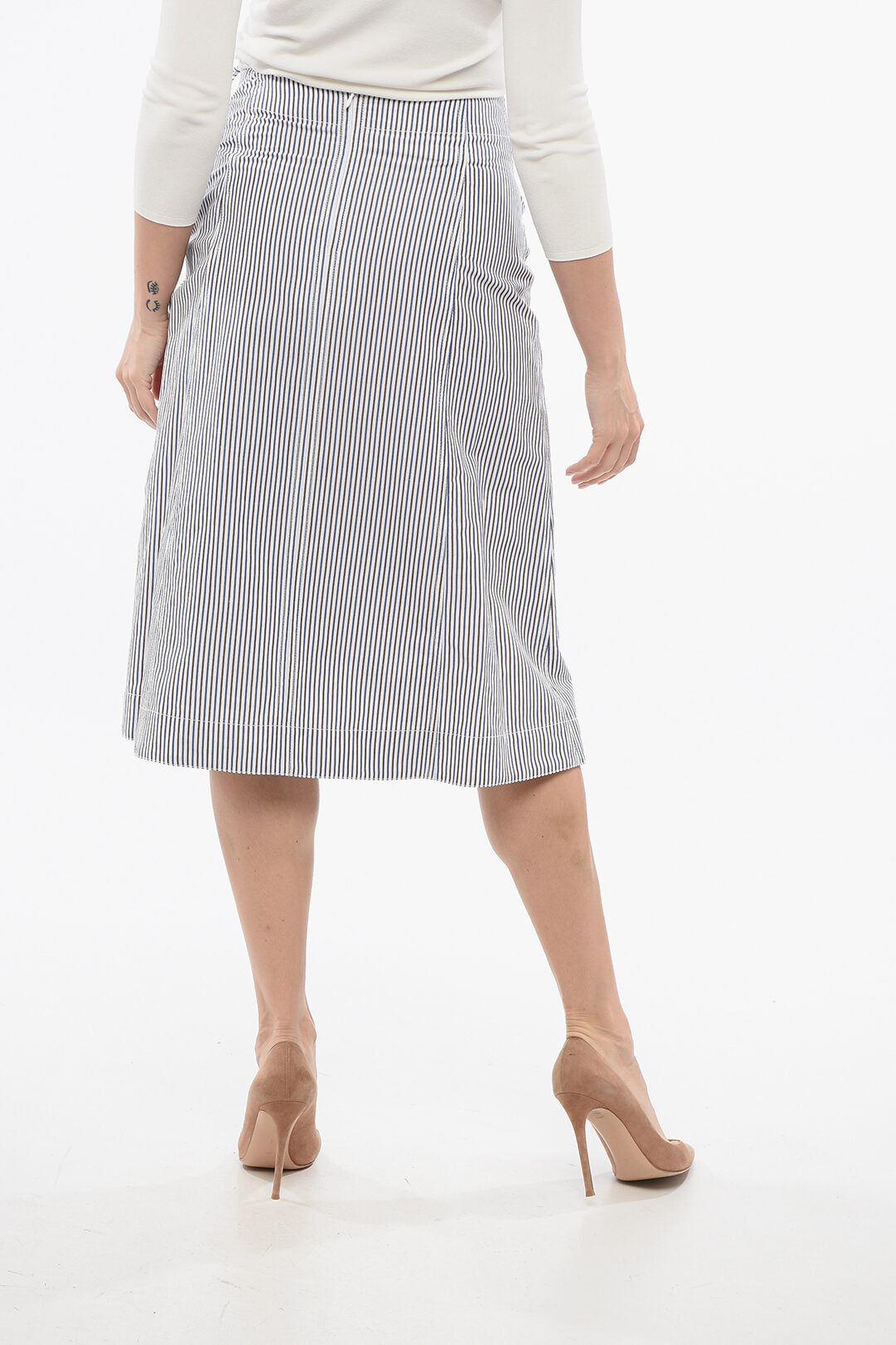Bottega Veneta 2405~Striped Skirt With Knot Detail, view 2