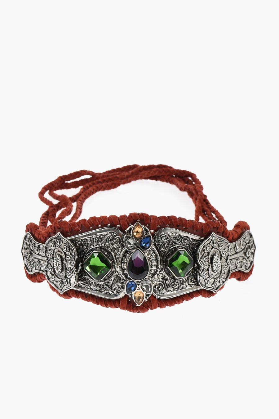 Dsquared2 2405~Suede and Metal Wide Belt DREAMCATCHER Embellished with Crystals 10cm