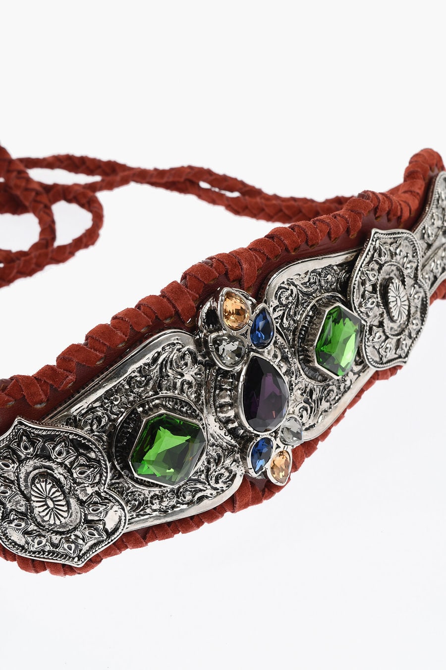 Dsquared2 2405~Suede and Metal Wide Belt DREAMCATCHER Embellished with Crystals 10cm, view 3