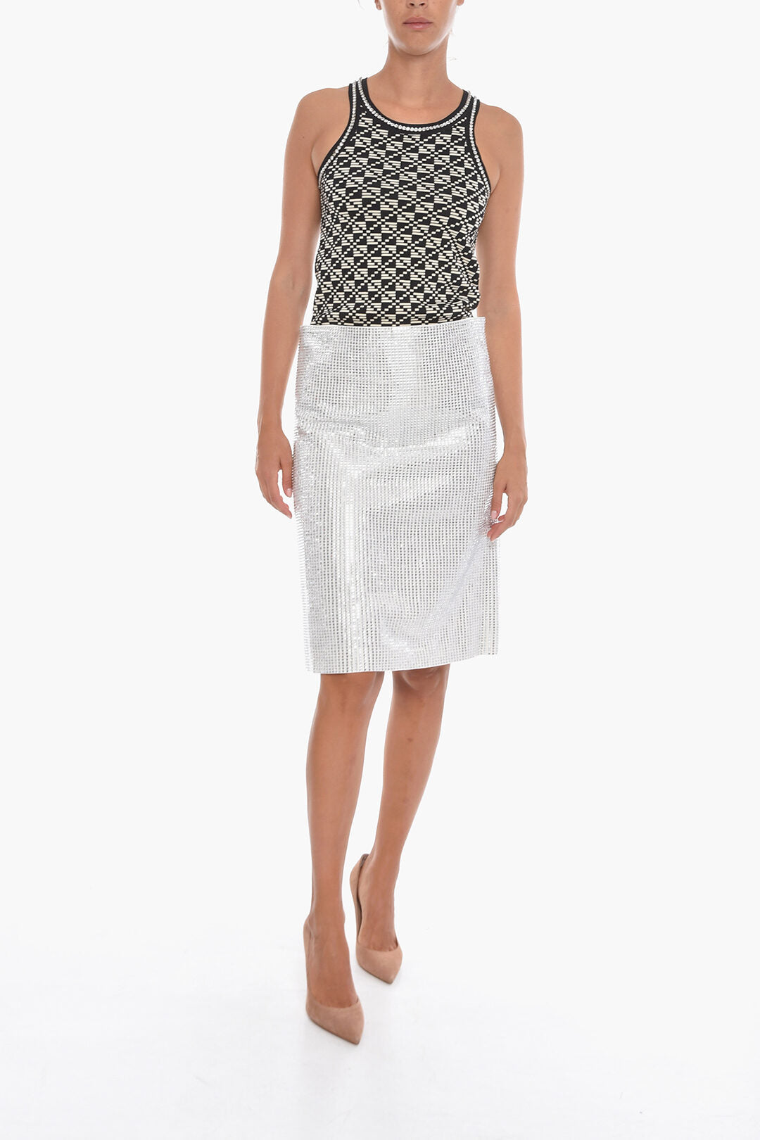Bottega Veneta 2405~Trapeze Skirt with All-Over Crystals