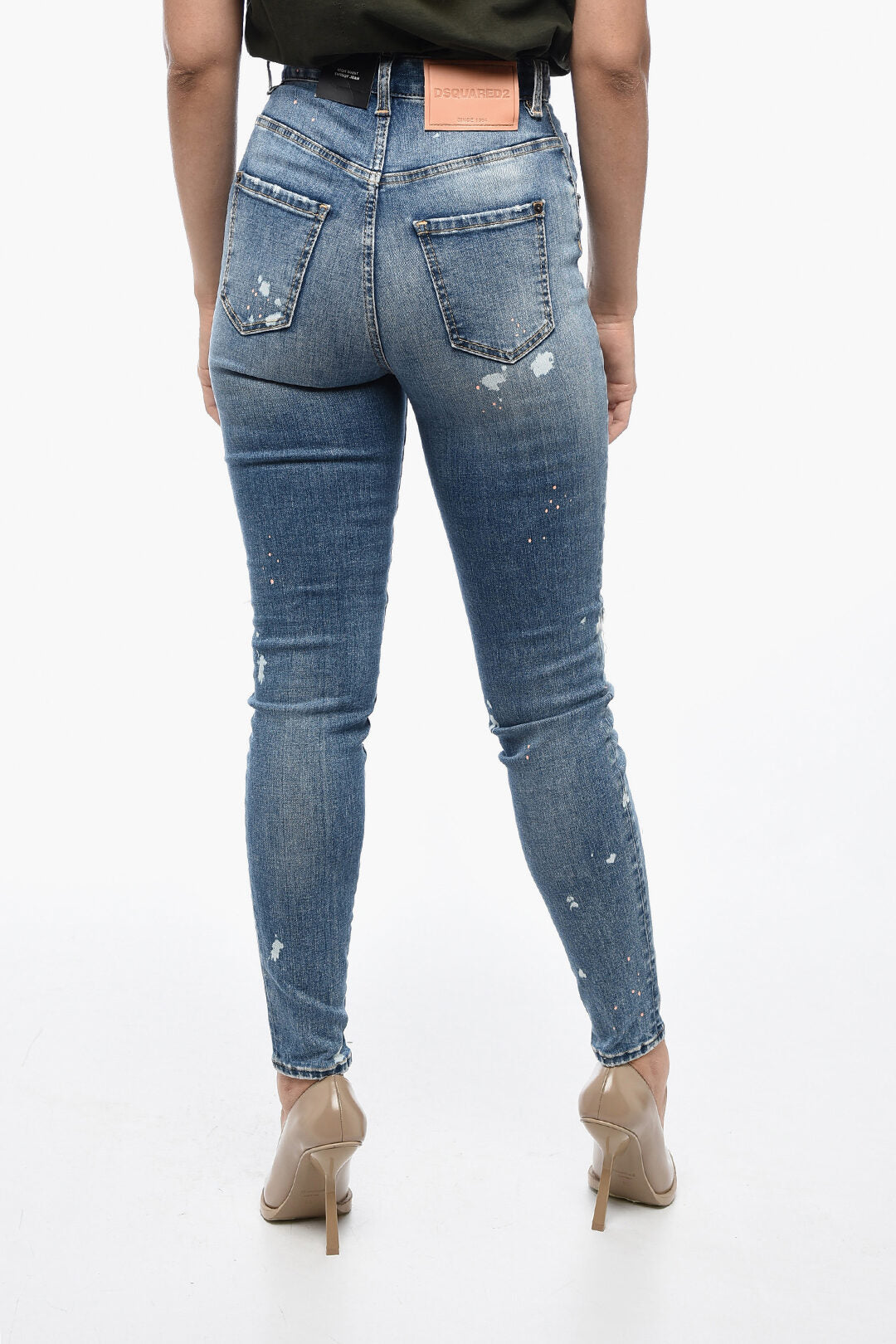 Dsquared2 2405~Twiggy High-Waist Jeans with Acid-Wash Effect 12cm, view 2