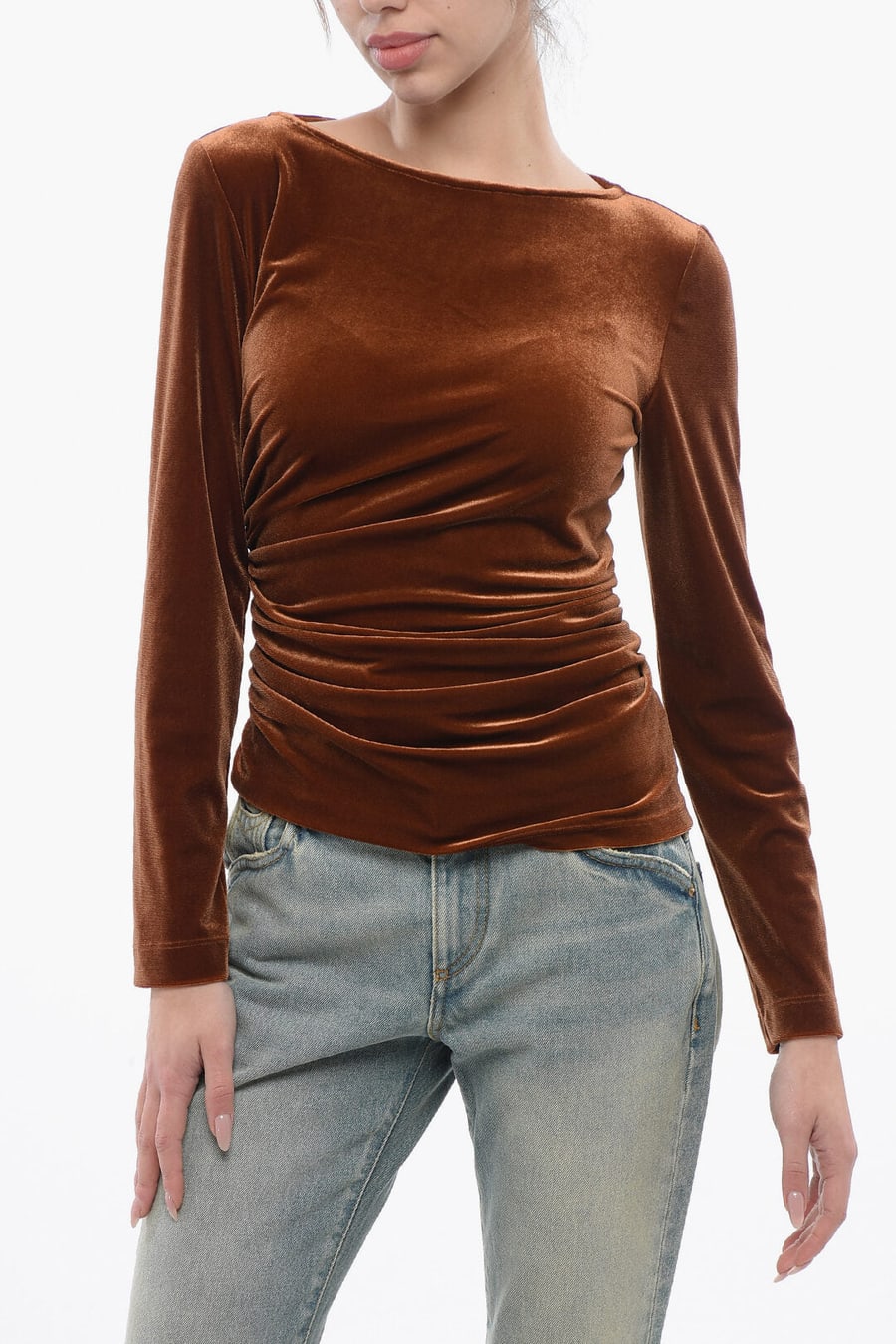 Stephan Janson 2405~Velour Draped Top