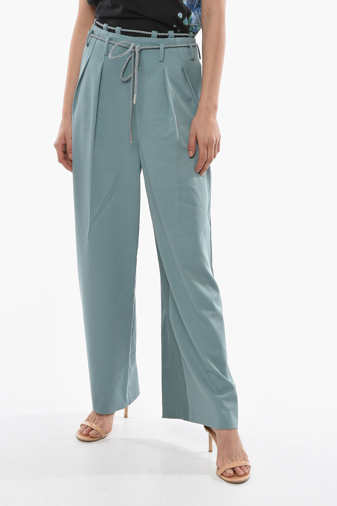 Andersson Bell 2405~Wide Leg Trousers KAREN With Double Pleats And Braided Belt