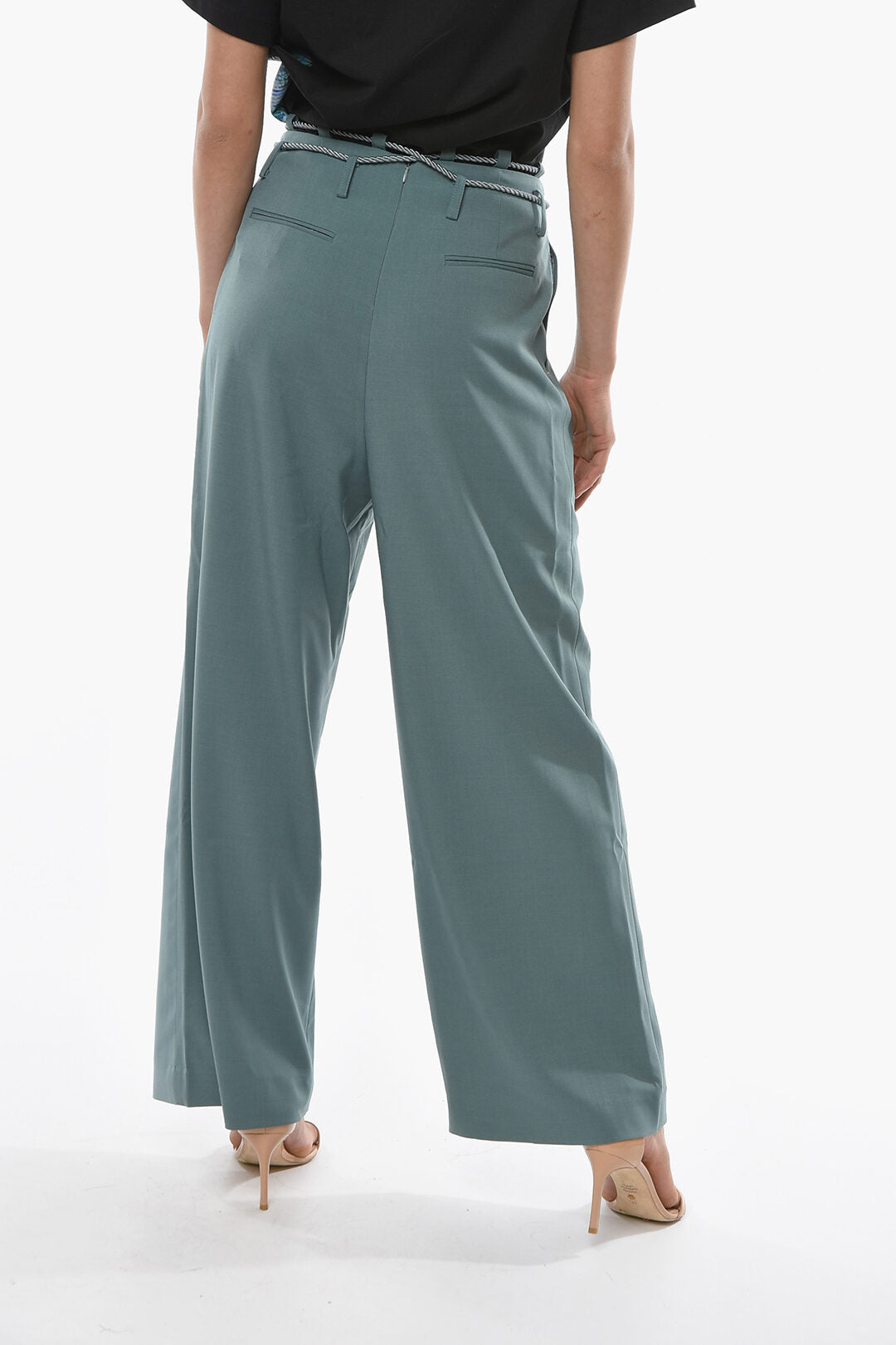 Andersson Bell 2405~Wide Leg Trousers KAREN With Double Pleats And Braided Belt, view 2