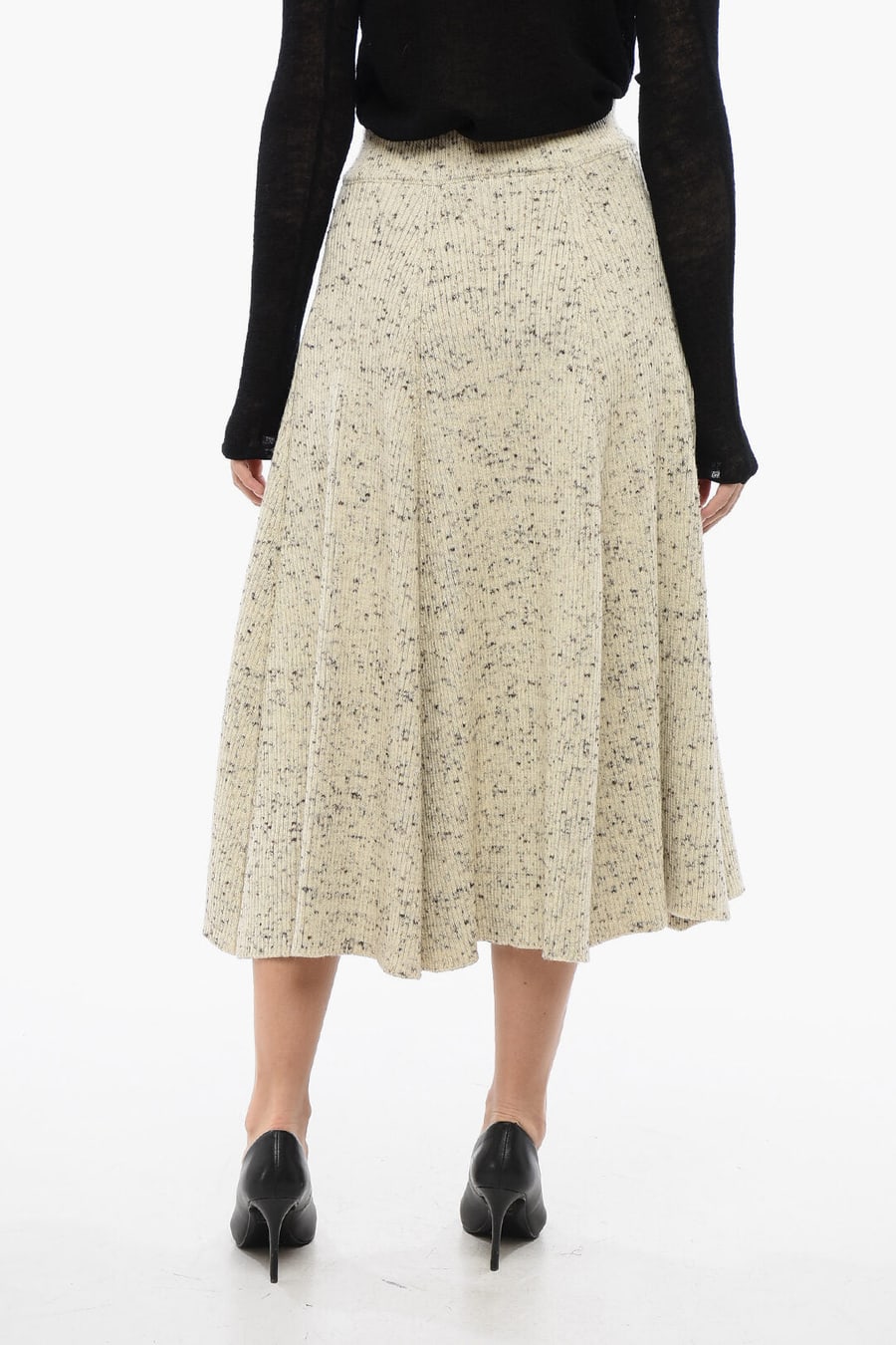 Jil Sander 2405~Wool Flared Skirt with Spotted Pattern