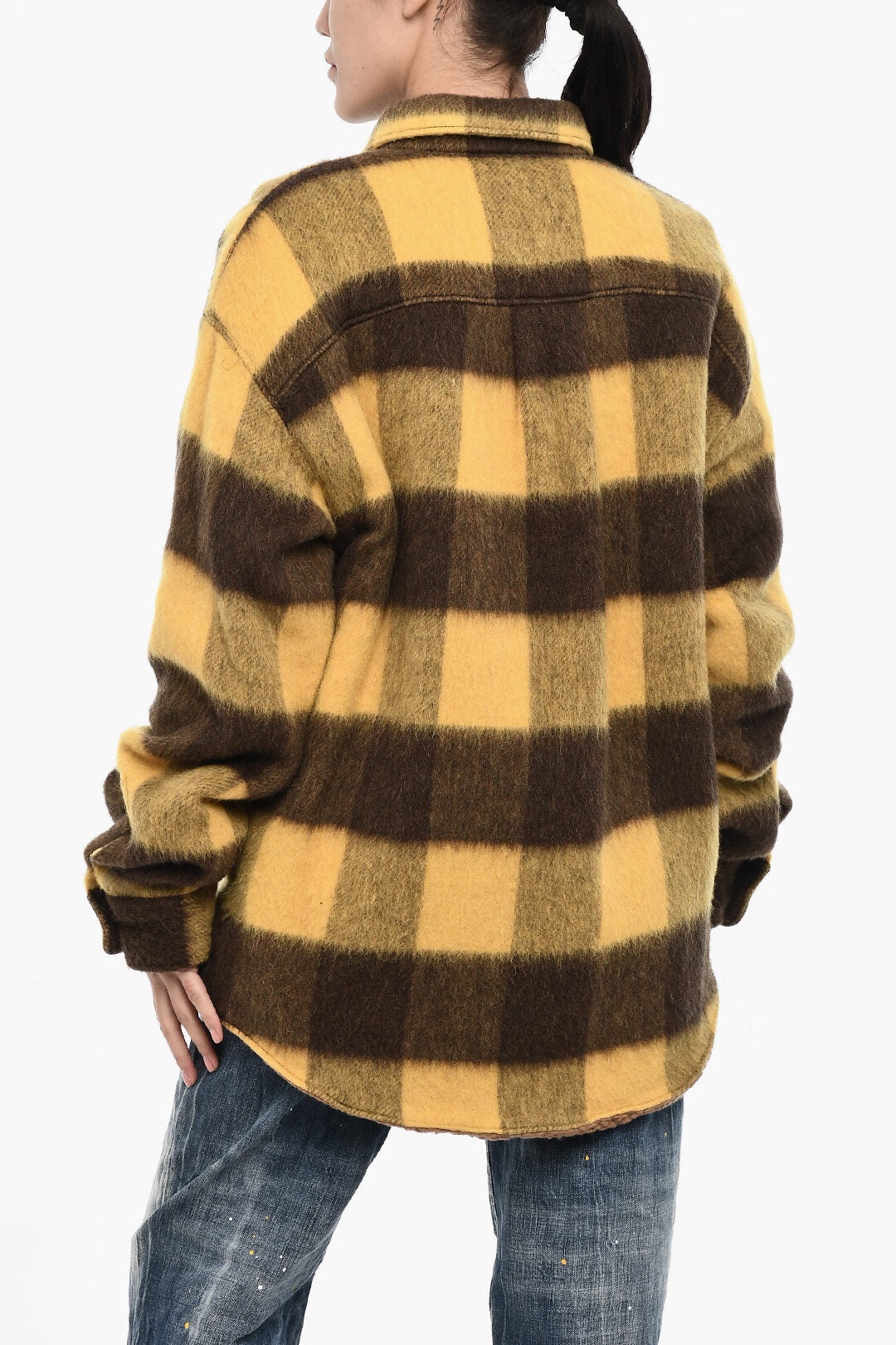 Dsquared2 2405~Wool-Blend Overshirt with Buffalo Check and Pocket, view 2