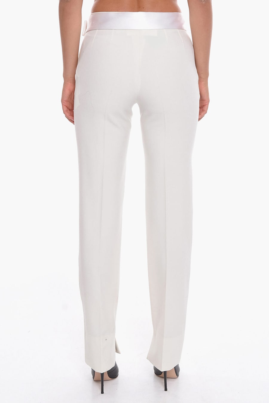 Stella McCartney 2405~Wool-Blend Single-Pleat Trousers with Satin Belt, view 2