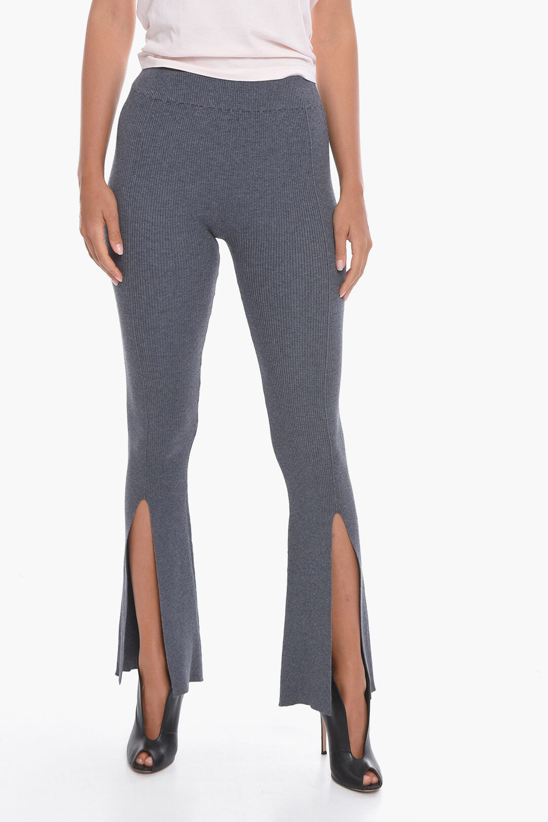 Remain 2470~Boot-Cut OMLY Ribbed Trousers with Ankle Slit
