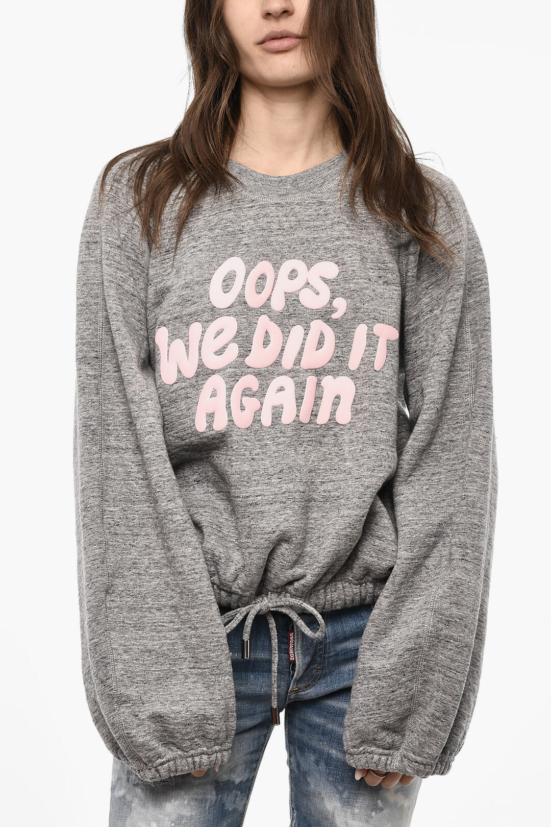 Dsquared2 2470~Brushed-Cotton Crewneck Sweatshirt with Raised Detail