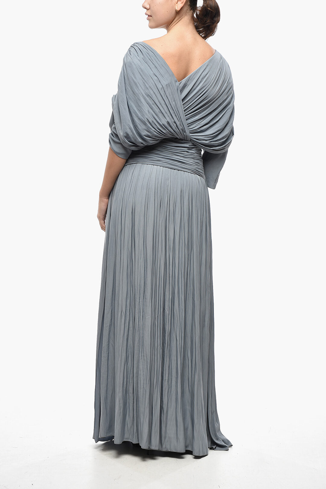 Lanvin 2470~Draped Silk Dress LOUNGE with Cape Sleeves, view 2