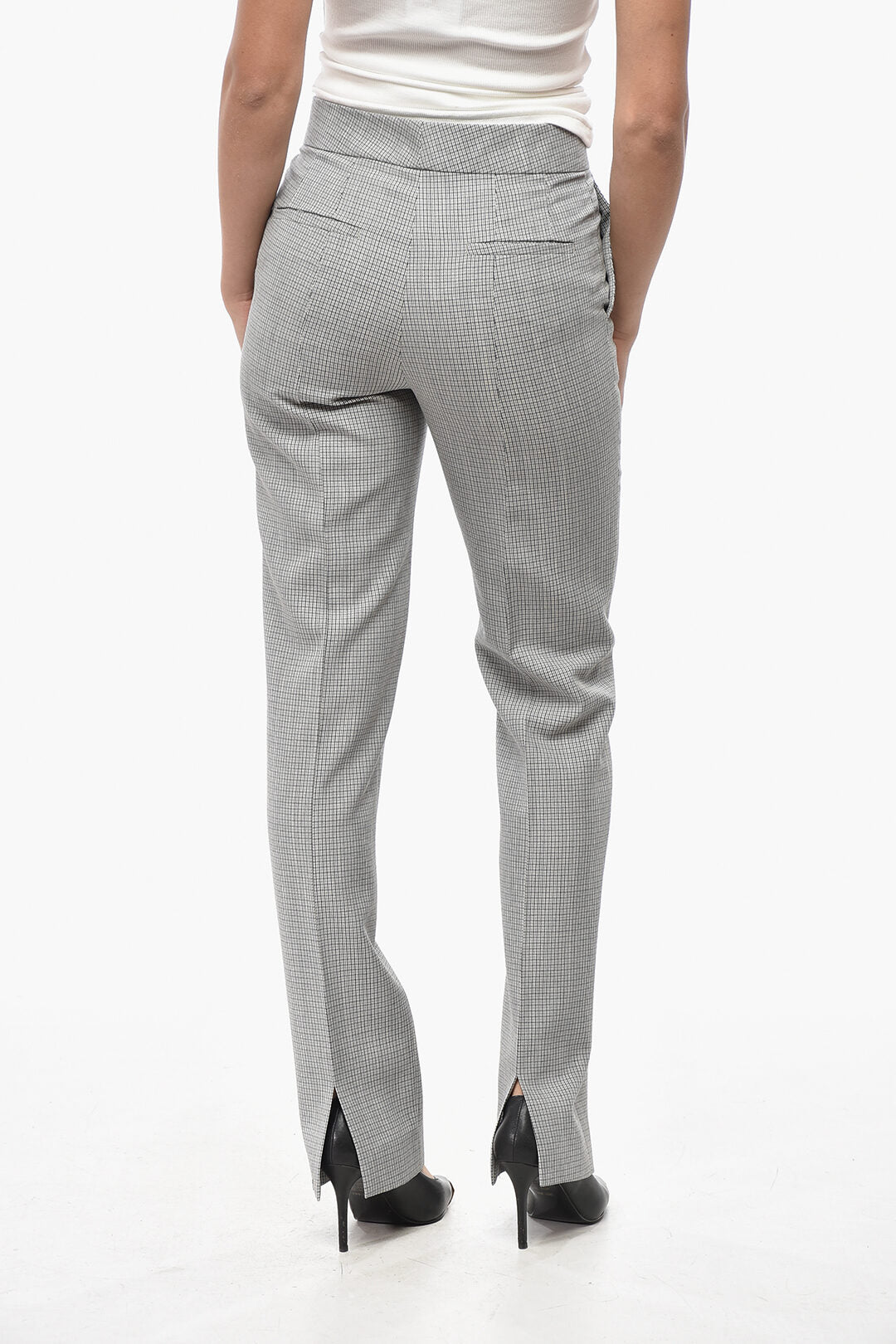 Jil Sander 2470~Low-Rise Checked Virgin Wool Pants, view 2