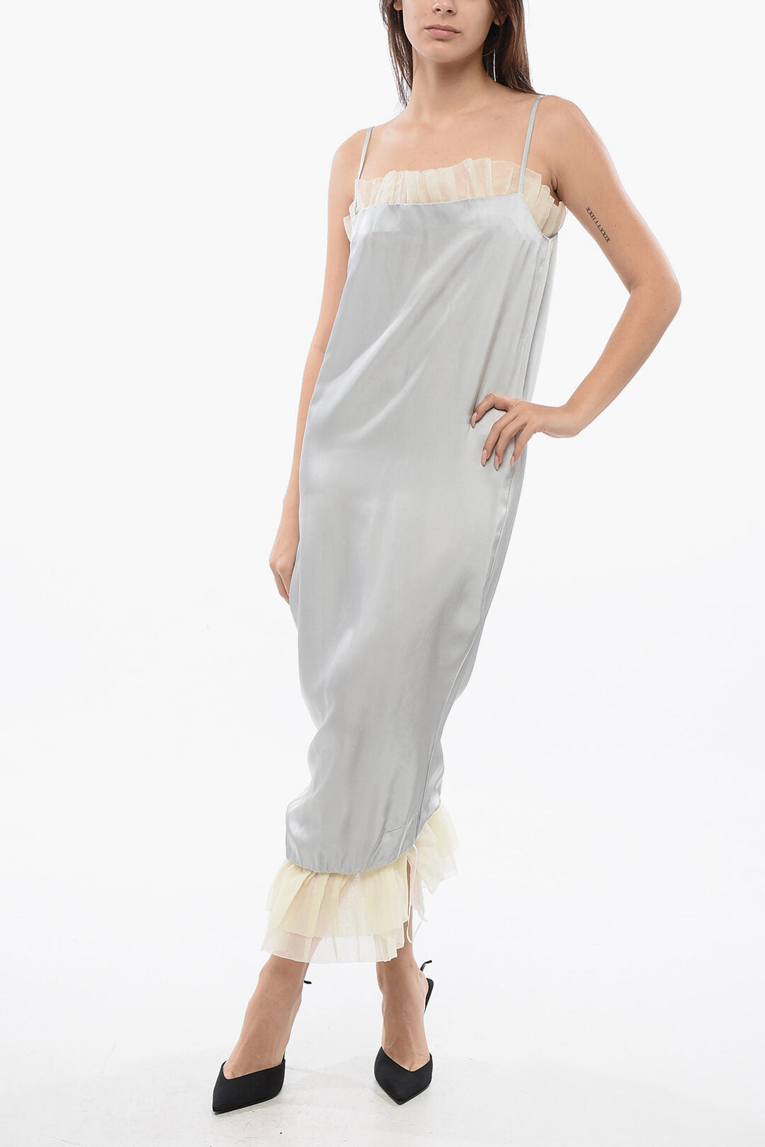 Off-White 2470~Satin Dress UPSIDE DOWN with Blaze in Chiffon