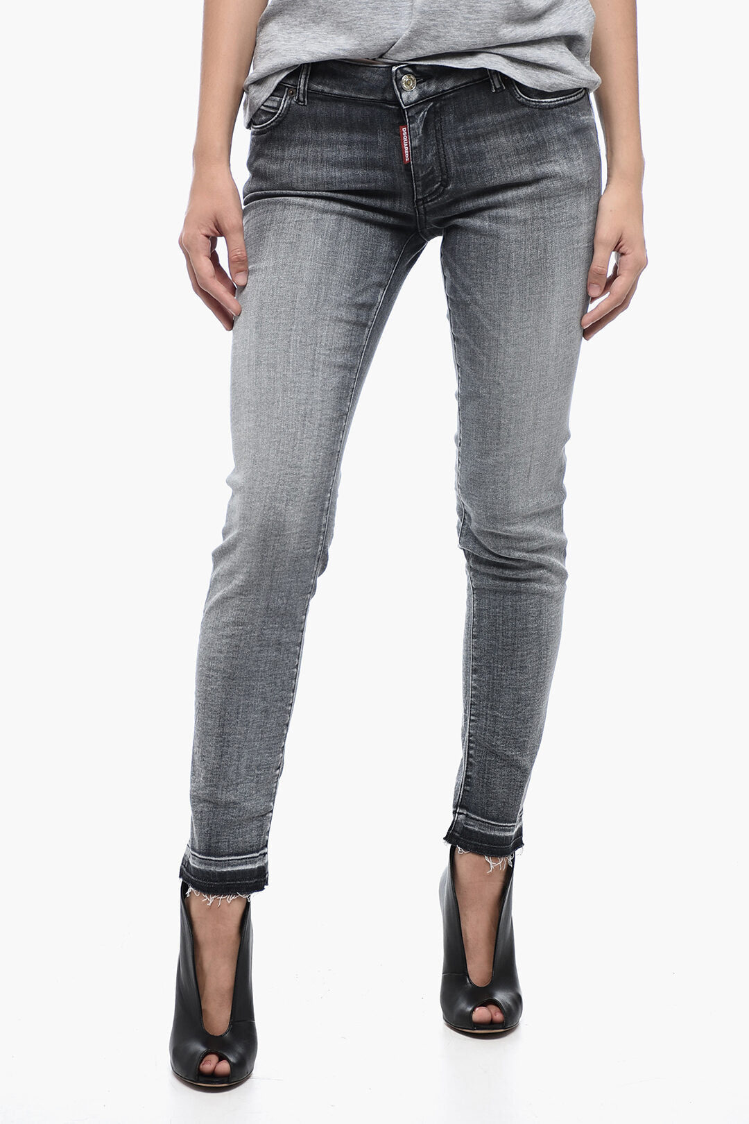 Dsquared2 2470~Skinny Fit Jeans with 14 cm Raw Cut Hem