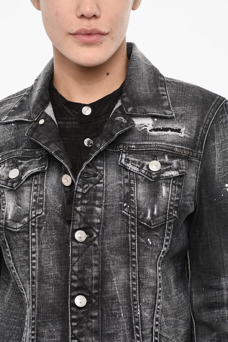 Dsquared2 2470~Vintage-Effect Denim Jacket, view 3