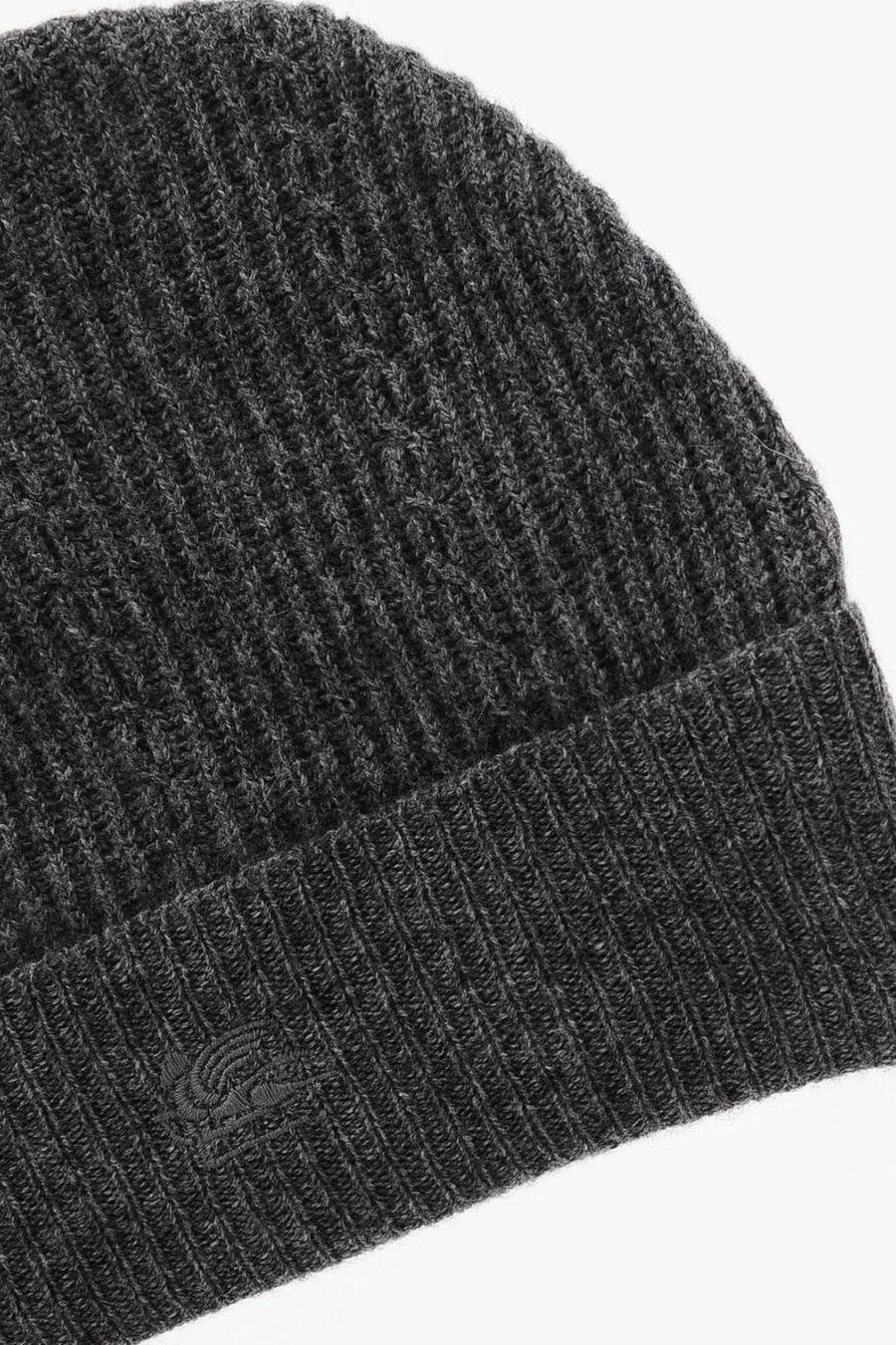 Etro 2470~Wool-Blend Ribbed Beanie with Embroidered Logo, view 2