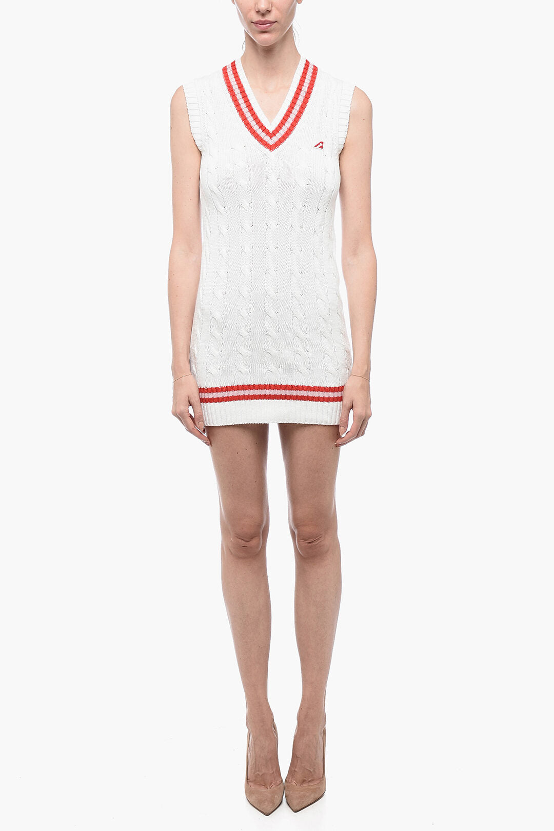 Autry 2500~Aran Cotton V-Neck Mini Dress
