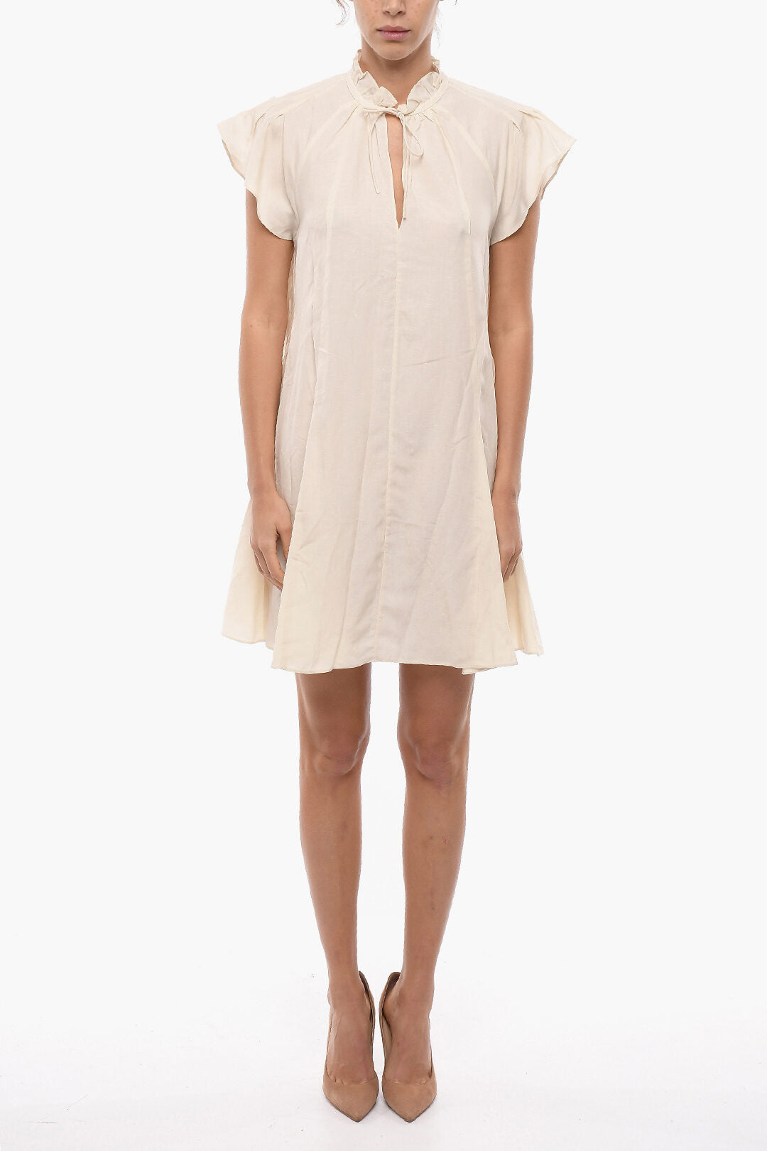 Samsoe Samsoe 2500~Flared Dress KAROOKH with Short Raglan Sleeve and Ruffle Collar